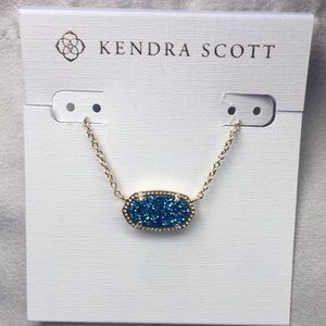 NWT Kendra Scott Blue Drusy/Gold Elisa💙